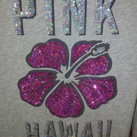 VS PINK Bling Hawaii Hoodie Full Zip with Large Pink Hibiscus GORGEOUS - Picture 10 of 11